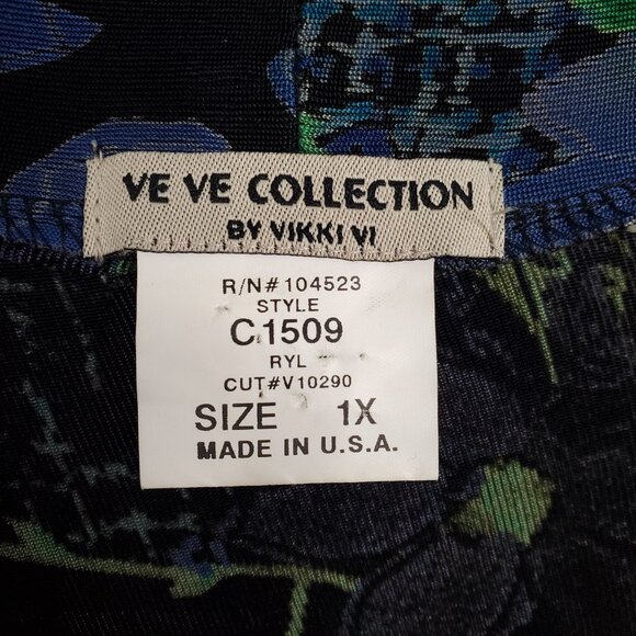 Vikki Vi Ve Ve Collection Sz 1X Jacket Open Cardigan Slinky Stretch Floral Print - Picture 4 of 8